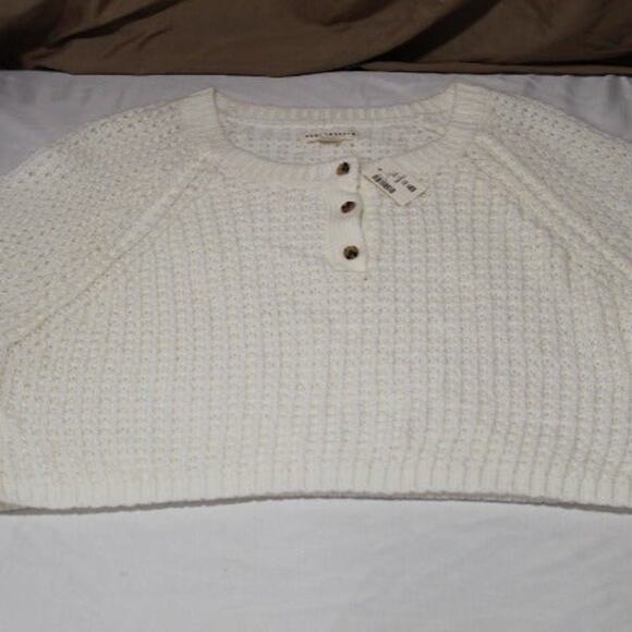Aeropostale Women's XXL White Loose Knit Cropped Sweater Long Sleeve - NWT - Picture 3 of 10